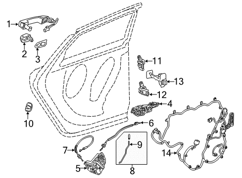 2014 Chevy Impala Harness Assembly, Rear Side Door Wiring Diagram for 23104490