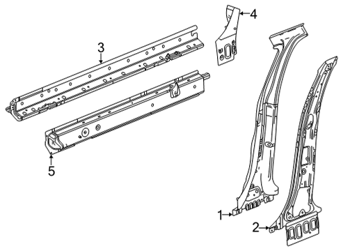 2024 Chevy Trailblazer Reinforcement Assembly, Ctr Plr Otr Pnl Diagram for 42619913