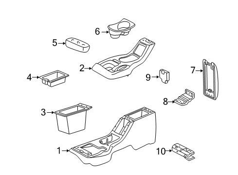 1997 GMC Jimmy Center Console, Front Console Diagram 1 - Thumbnail