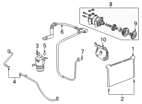 2003 GMC Yukon A/C Condenser, Compressor & Lines Diagram