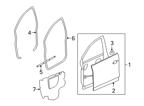 2008 Saturn Vue Weatherstrip,Front Side Door Upper Diagram for 96832693