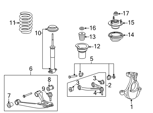 2008 GMC Yukon Front Suspension, Control Arm Diagram 1 - Thumbnail