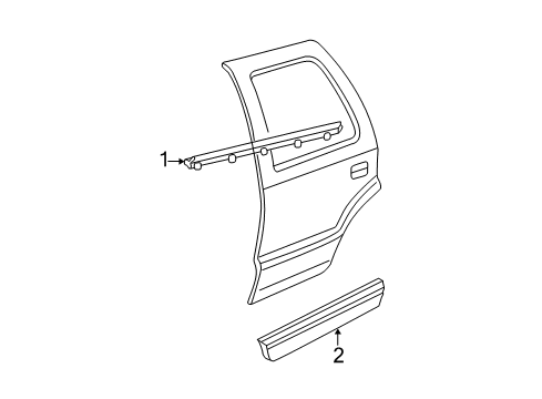 2006 GMC Yukon XL 1500 Molding Assembly, Rear Side Door (Angle Cut) *Black W*Black T Diagram for 15176417