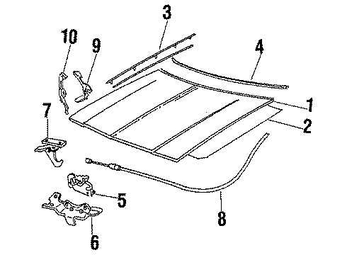 1986 Oldsmobile Cutlass Supreme Hood & Components Diagram