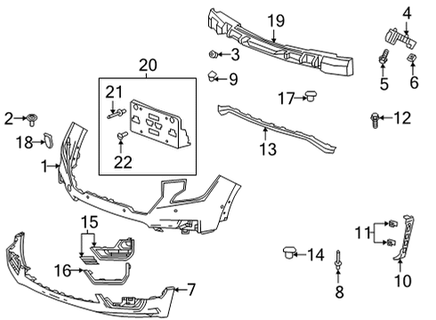 2022 GMC Terrain Guide Assembly, Front Bpr Fascia Diagram for 84406765