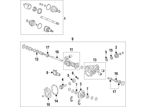 2023 Cadillac Escalade ESV Front Axle, Differential, Drive Axles, Propeller Shaft Diagram