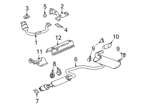 2010 Chevy Malibu 3Way Catalytic Convertor Assembly (W/ Exhaust Front Man Diagram for 25837669