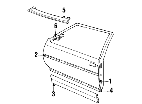 1993 Buick Century Molding Asm,Front Side Door Center <Use 1C5N 0280A> Diagram for 88960344