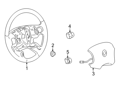 2000 Pontiac Bonneville Steering Wheel Assembly *Oak Diagram for 16825700