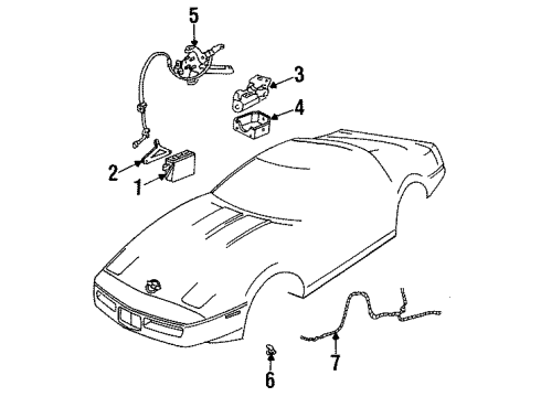 1988 Chevy Corvette Sensor Assembly, Wheel Speed, Front (R.H. Front.) Diagram for 10052276