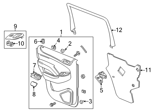 2019 Chevy Tahoe Interior Trim - Rear Door Diagram