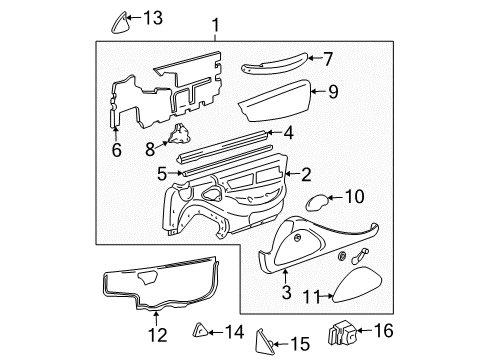 1995 Pontiac Sunfire Panel, Front Side Door Upper Front Trim *Graphite Diagram for 22735561