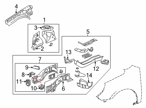 2012 Chevy Equinox Structural Components & Rails Diagram