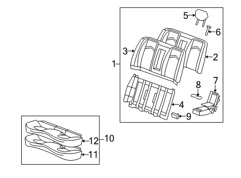 2011 Cadillac CTS Cover Assembly, Rear Seat Cushion *Ebony Diagram for 25909190