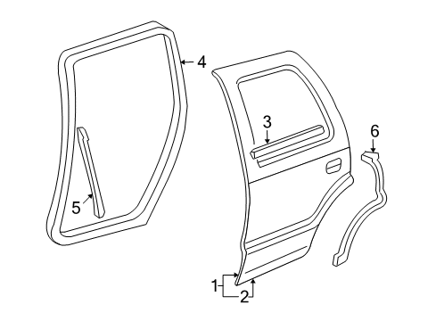 2005 Buick Rainier Panel, Rear Side Door Outer *Marked Print Diagram for 15083446