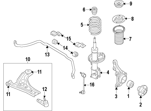 2009 Pontiac G3 Front Suspension, Control Arm, Stabilizer Bar Diagram 2 - Thumbnail