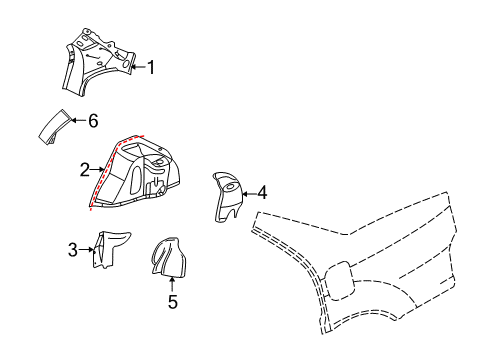 2000 Cadillac Seville Inner Components - Quarter Panel Diagram