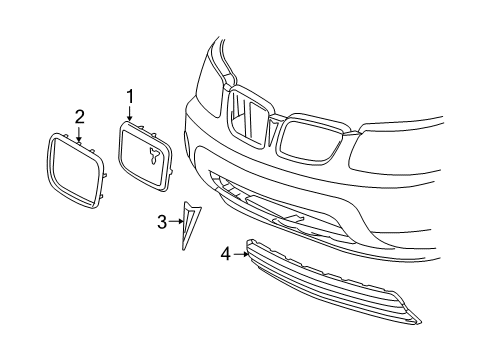 2009 Pontiac Torrent Grille & Components Diagram 2 - Thumbnail