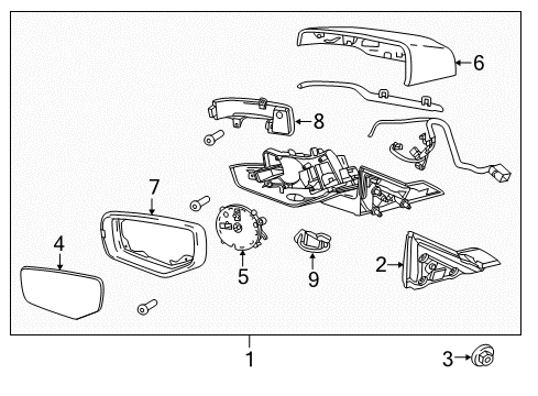 2014 Cadillac CTS Mirror Kit, Outside Rear View Diagram for 23105601