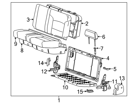 2015 GMC Sierra 3500 HD Rear Seat Components Diagram 5 - Thumbnail