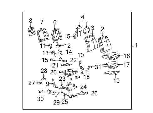 2007 Hummer H3 Frame,Driver Seat Cushion Diagram for 25971450