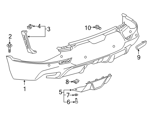 2020 Chevy Blazer Cover Pkg, Rear Bpr Fascia Trlr Hitch Acc Ho Diagram for 84888905