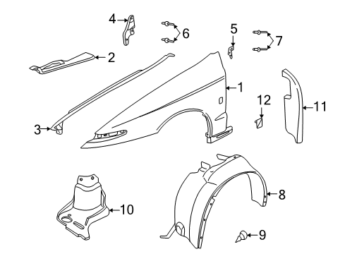 2002 Saturn LW200 Bracket Asm,Front Fender Rear Upper Diagram for 22704594