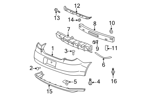 2008 Pontiac G6 Bracket Assembly, Rear Bumper Fascia Diagram for 25909898