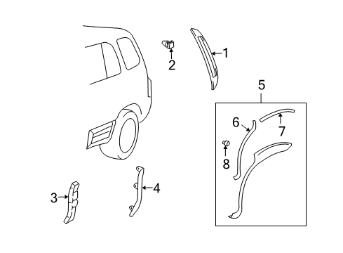 2004 Chevy Tracker Exterior Trim - Quarter Panel Diagram