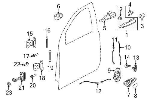 2014 Chevy Caprice Bracket,Front Side Door Outside Handle Diagram for 13583448