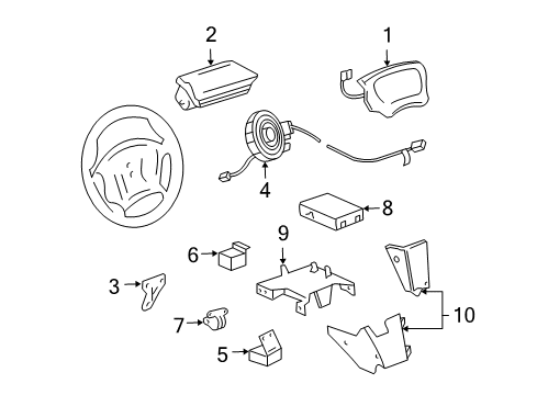 2004 Chevy Cavalier Cover, Inflator Restraint Diagnostic Energy Reserve Module Trim *Graphite Diagram for 22597570