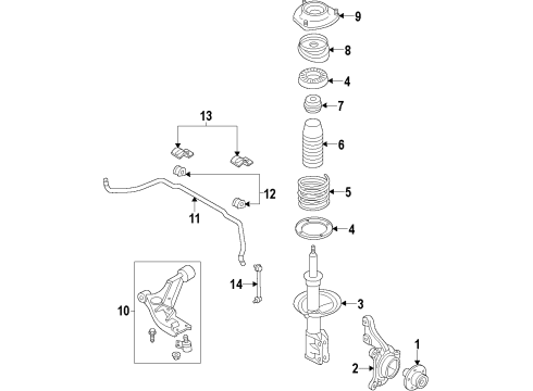 2013 Chevy Cruze Front Suspension, Control Arm, Stabilizer Bar Diagram 2 - Thumbnail