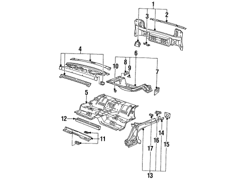 1992 Saturn SC Extension, Rear Bumper Fascia Diagram for 21124231