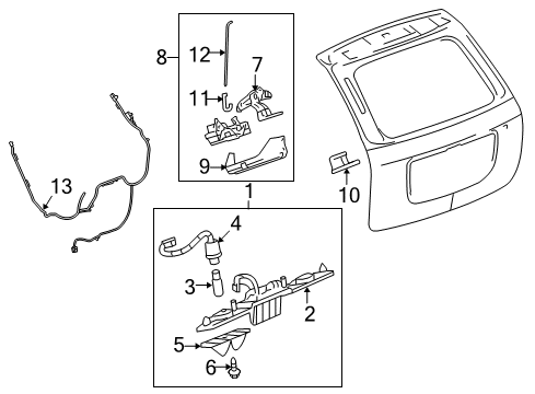 2006 Chevy Equinox Lift Gate - Lock & Hardware Diagram