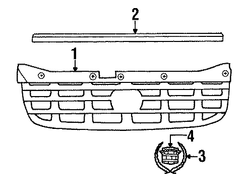 1999 Cadillac Catera Seal,Radiator Grille Diagram for 90493586