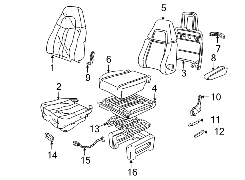 1999 GMC Savana 3500 Front Seat Components Diagram 2 - Thumbnail