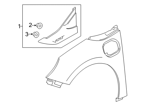 2017 Chevy Volt Molding Assembly, Front Fender Upper Rear Diagram for 84178716