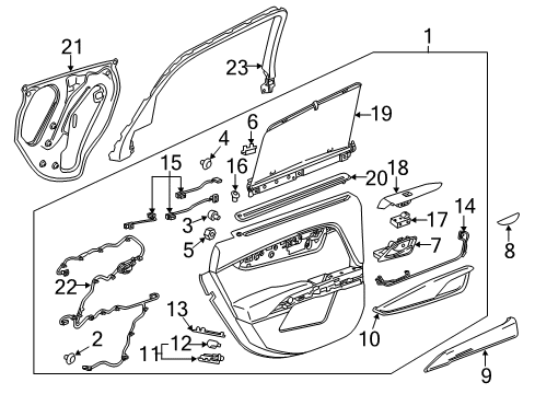 2018 Cadillac XTS Trim Assembly, Rear Side Door *Shale Diagram for 84342794