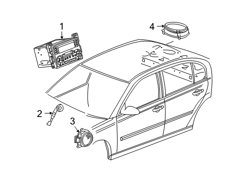 2005 Chevy Malibu Speaker Assembly, Radio Rear Diagram for 10373011