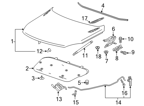 2013 Buick Regal Weatherstrip Assembly, Hood Rear Diagram for 13248784