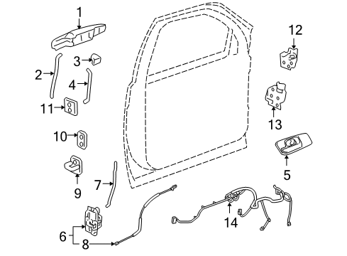 2009 Chevy Silverado 1500 Front Door - Lock & Hardware Diagram 1 - Thumbnail