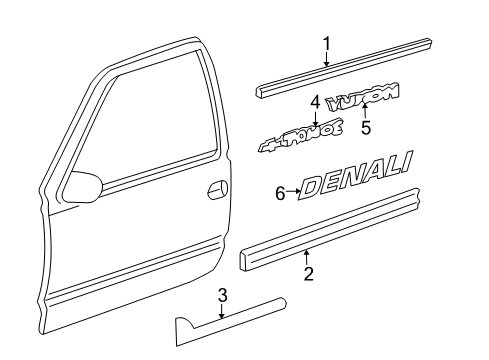 2003 Chevy Tahoe Exterior Trim - Front Door Diagram