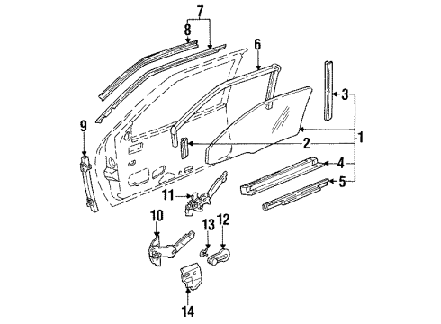 1989 Buick Regal Glass - Front Door Diagram