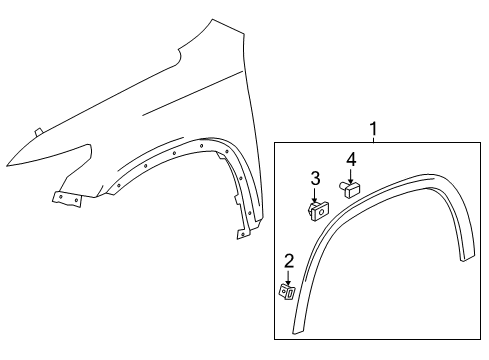 2020 Chevy Traverse Exterior Trim - Fender Diagram