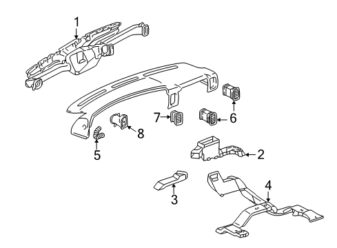 2004 Cadillac Escalade EXT Instrument Panel - Ducts Diagram