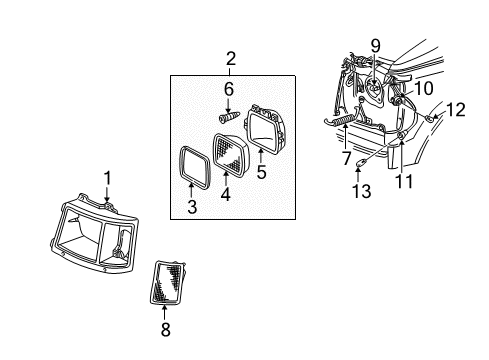 1994 Chevy Astro Ring, Headlamp Mount *Black Diagram for 5968095