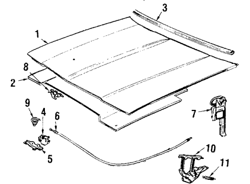 1990 Chevy Caprice Hood & Components, Body Diagram