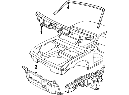 1987 Pontiac Fiero Cowl Trim Diagram