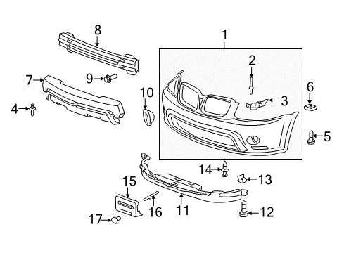 2008 Pontiac Torrent Front Bumper Cover (Primed "Gt") Diagram for 19120951