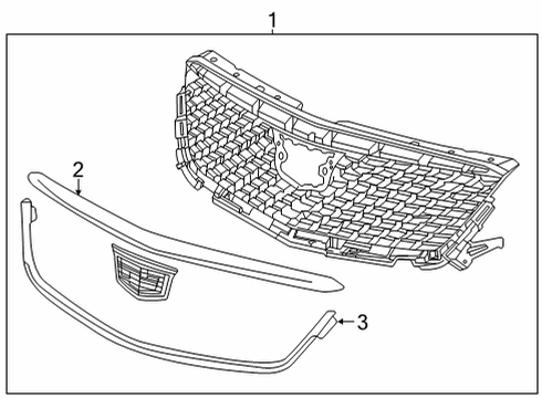 2020 Cadillac CT4 Grille & Components Diagram 1 - Thumbnail